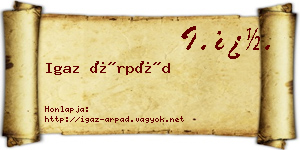 Igaz Árpád névjegykártya